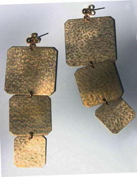 Large Gold Vintage Tile Earrings