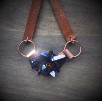 Cobalt Quartz Necklace on Leather