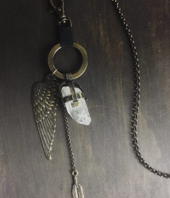 Clear Crystal Quartz with Wing and Feather