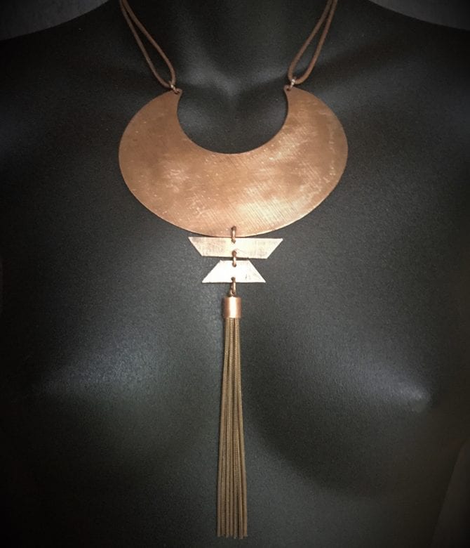 Shield Neckpiece with Copper Tassel